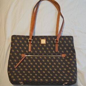Dooney & Bourke Black and Tan Monogram Tote